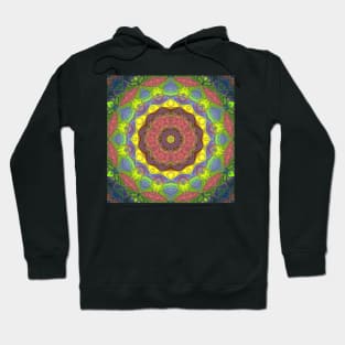 Mosaic Mandala Flower Pink Green and Yellow Hoodie